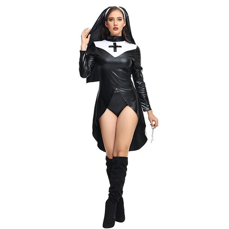 2023年新款万圣节十字修女角色扮演服性感护士cosplay舞台表演服