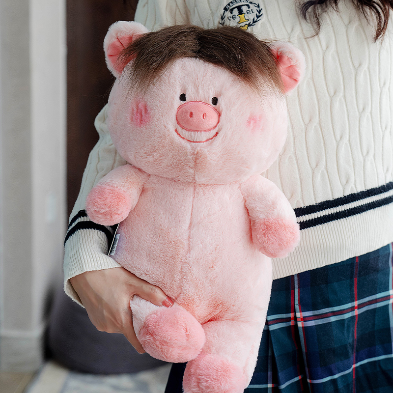 可爱发型猪猪公仔酷小猪玩偶毛绒玩具搞笑布娃娃抱枕生日礼物女生