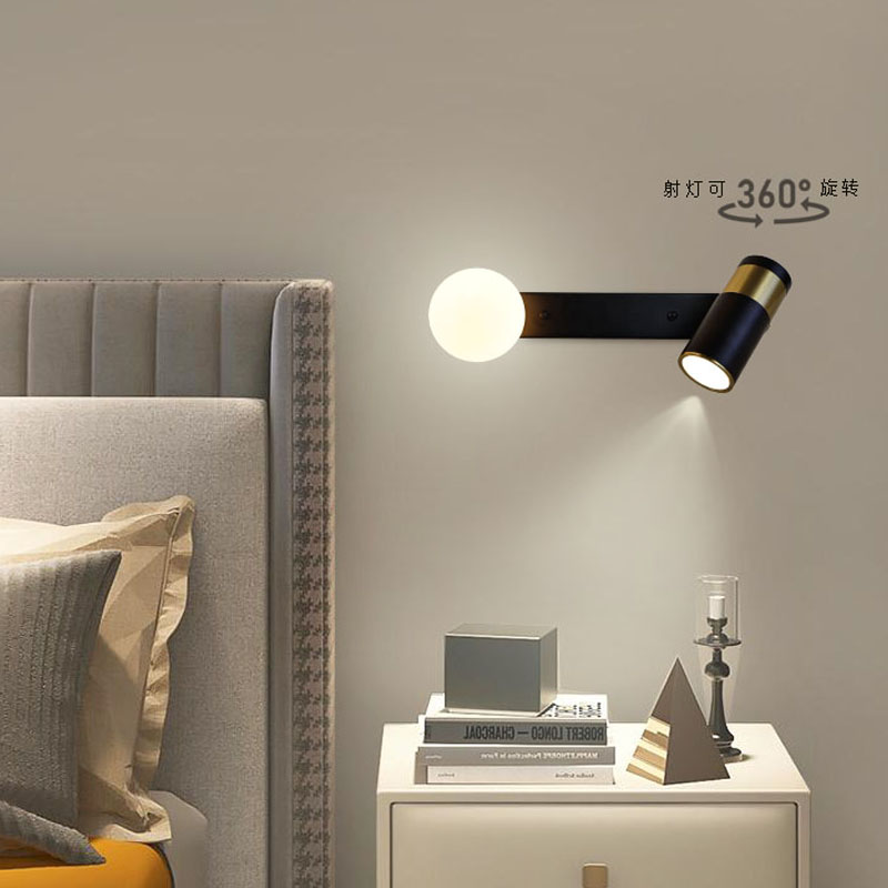 床头灯2024年新款卧室客厅电视背景墙装饰壁灯护眼阅读可旋转墙灯