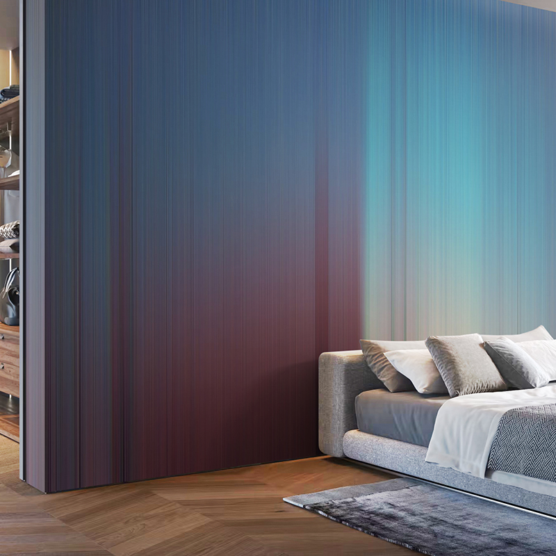 艺速 现代彩色动感时尚条纹渐变壁纸客厅沙发卧室床头壁画 时光