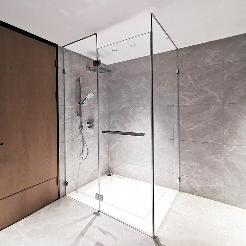 极简无边框淋浴房浴室隔断钢化玻璃平开门卫生间干湿分离l型定制
