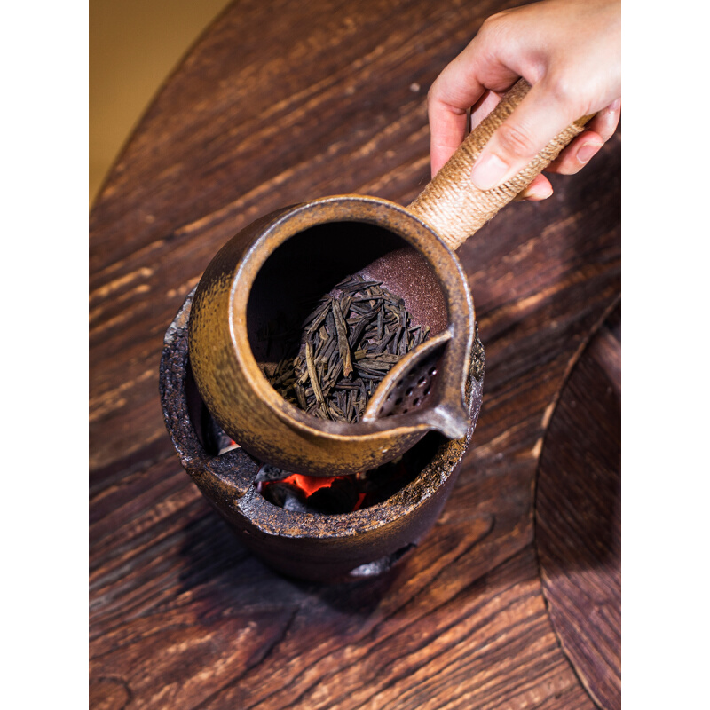 景德镇紫砂烤茶罐日式复古罐罐煮茶器侧把煮茶壶碳炉子煮茶器带盖