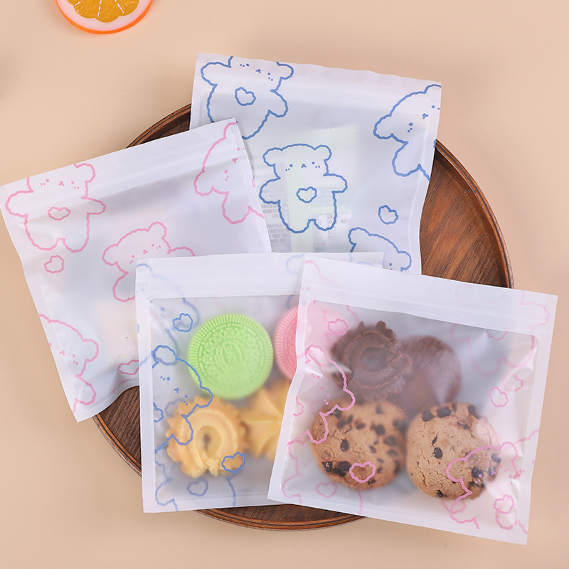 新款卡通磨砂可透视设计零食糖果分装袋小熊手工曲奇雪花酥礼物袋