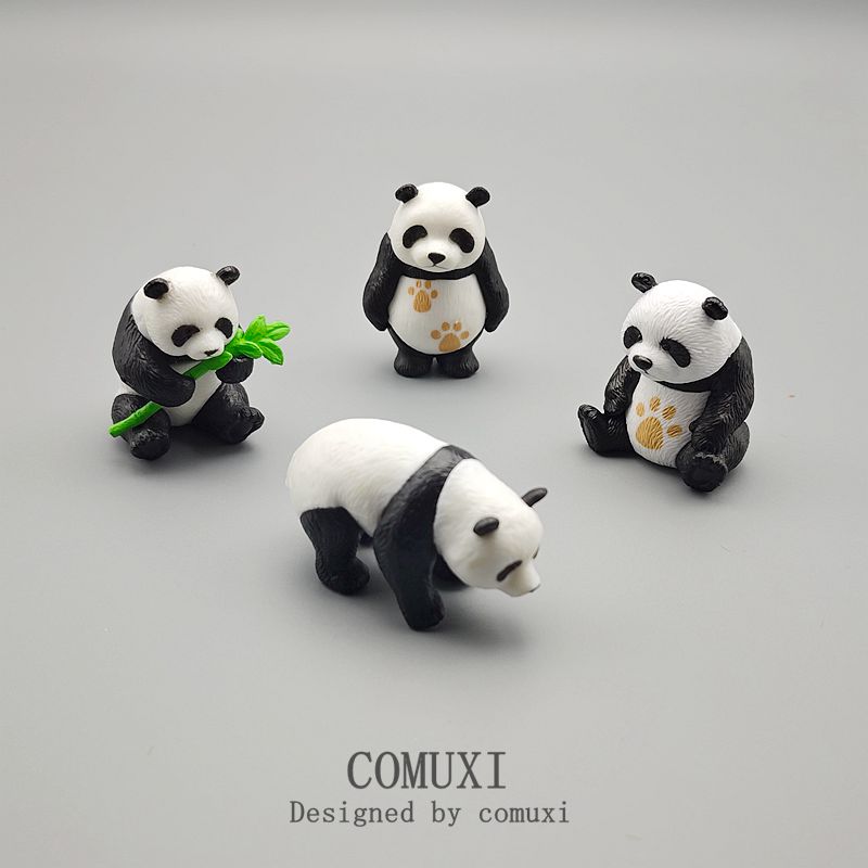 仿真动物模型 小号卖萌大熊猫PVC材质微缩世界摆件桌面礼物工艺品