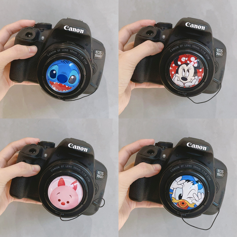 相机包配套同款49mm镜头盖滤镜卡通可爱58创意比心防尘盖通用型