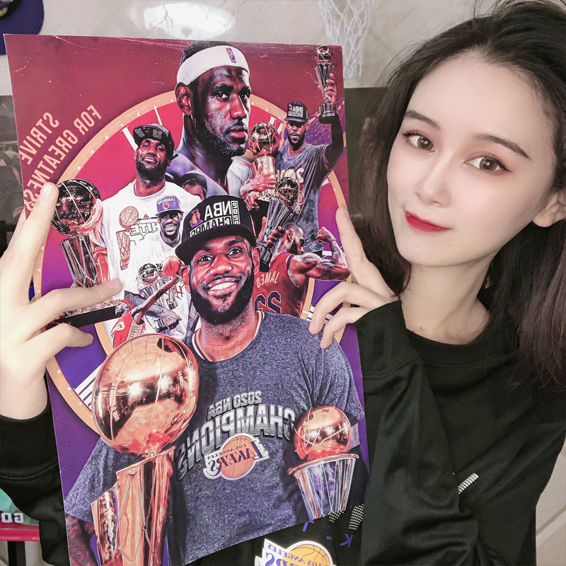 NBA海报科比詹姆斯库里欧文篮球明星莫兰特球馆壁纸宿舍装饰贴画
