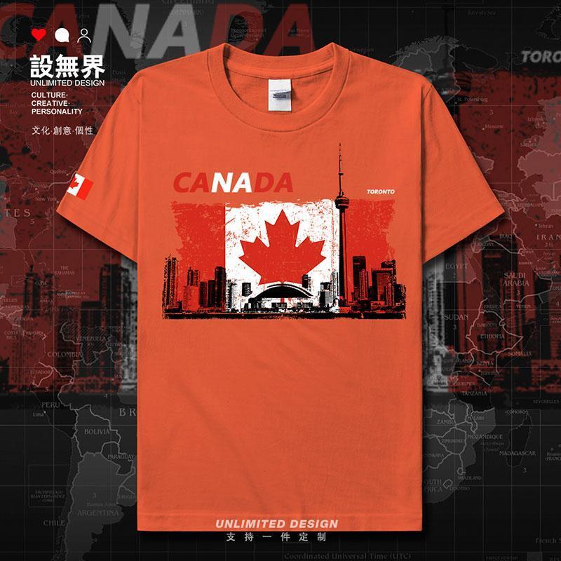 加拿大国家电视塔国家标志建筑国旗印花短袖T恤男女潮上衣设 无界
