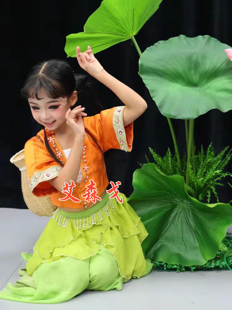 初夏舞蹈演出服儿童古典舞纱裙仙气飘逸中国风民族舞蹈池上表演服