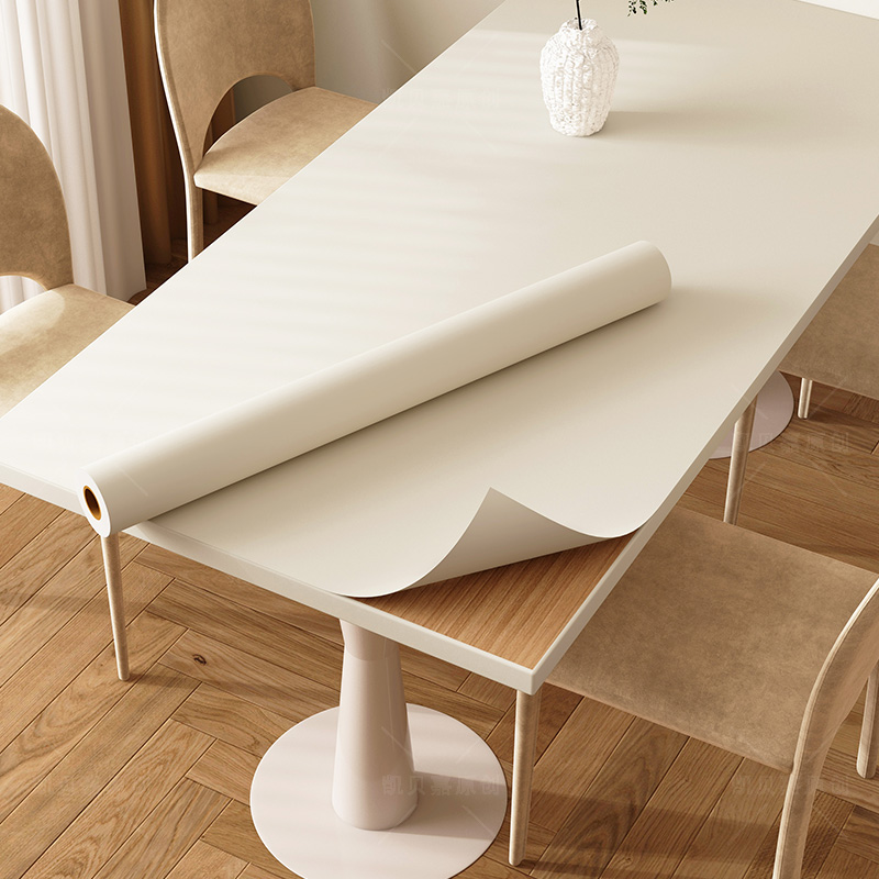 桌面贴纸翻新加厚防水家具改造书桌装饰贴膜白色自粘肤感膜纯色