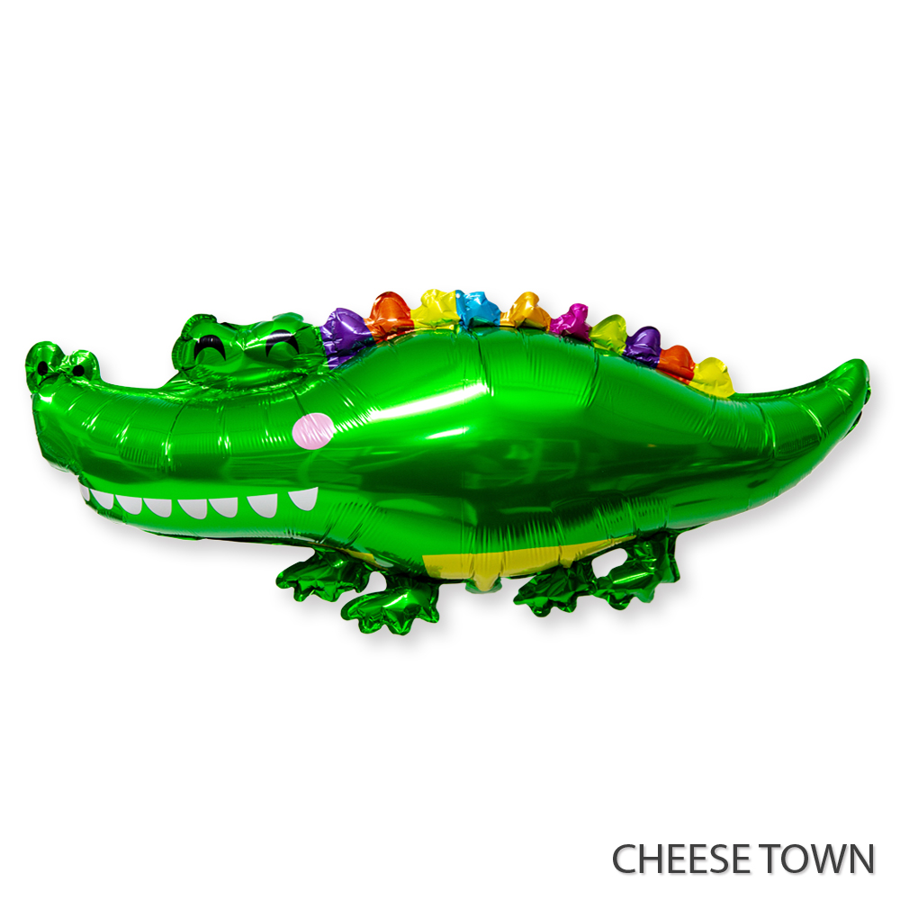 国产41寸绿色鳄鱼铝膜气球 河流长吻鳄生日彩色装饰氦飘出口布置