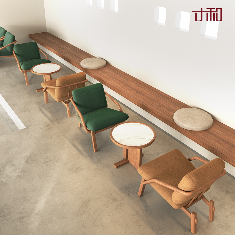 寸和 新中式茶几咖啡厅卡座沙发酒店茶楼清吧桌椅设计师单人椅