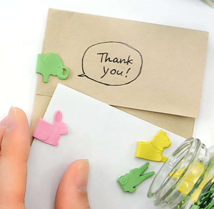 日本midori 彩色票夹封口夹封袋夹试卷分类卡通动植物塑料小夹子