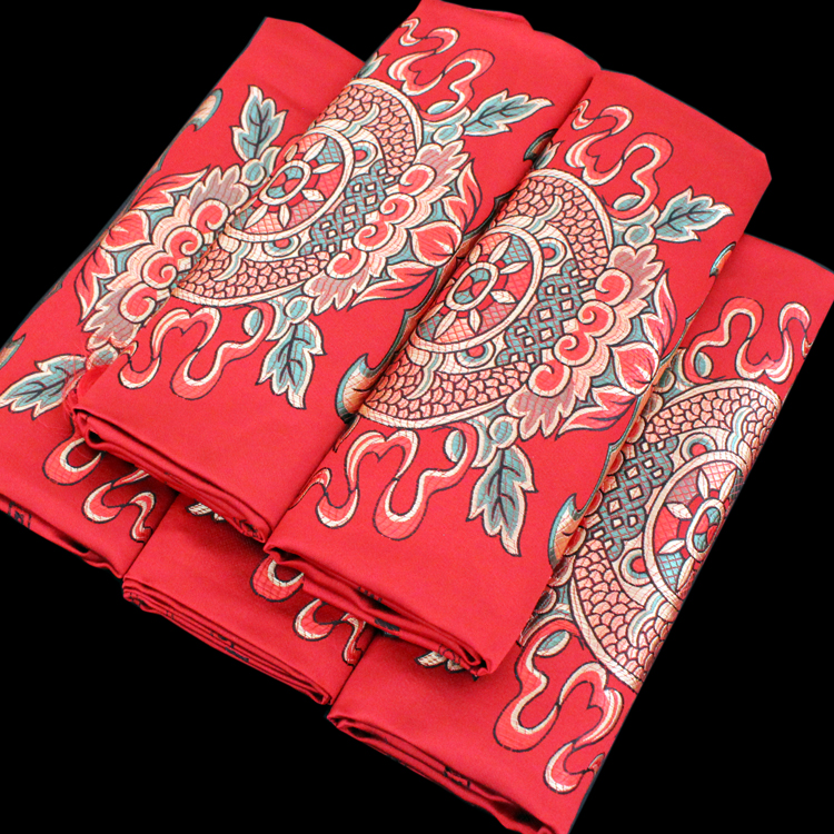 五色哈达藏族饰品红色加厚真丝刺绣八吉祥蒙古族哈达公司年会用品