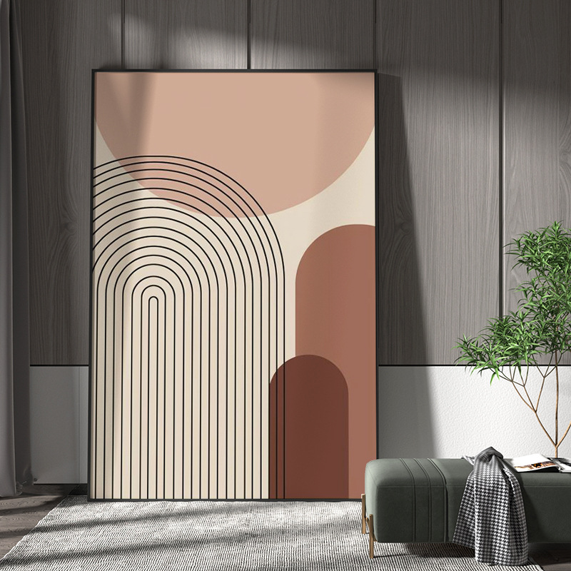 现代客厅玄关简约装饰画图形线条几何艺术创意背景墙竖版大幅挂画