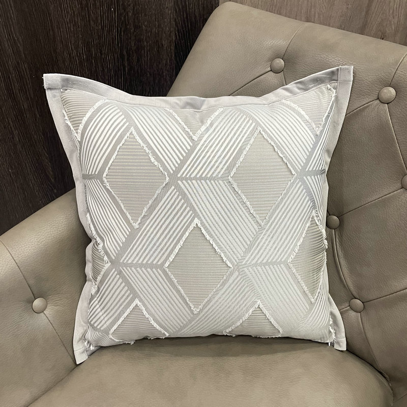 灰色几何菱形飞边抱枕现代简约客厅沙发卧室样板间搭配靠垫