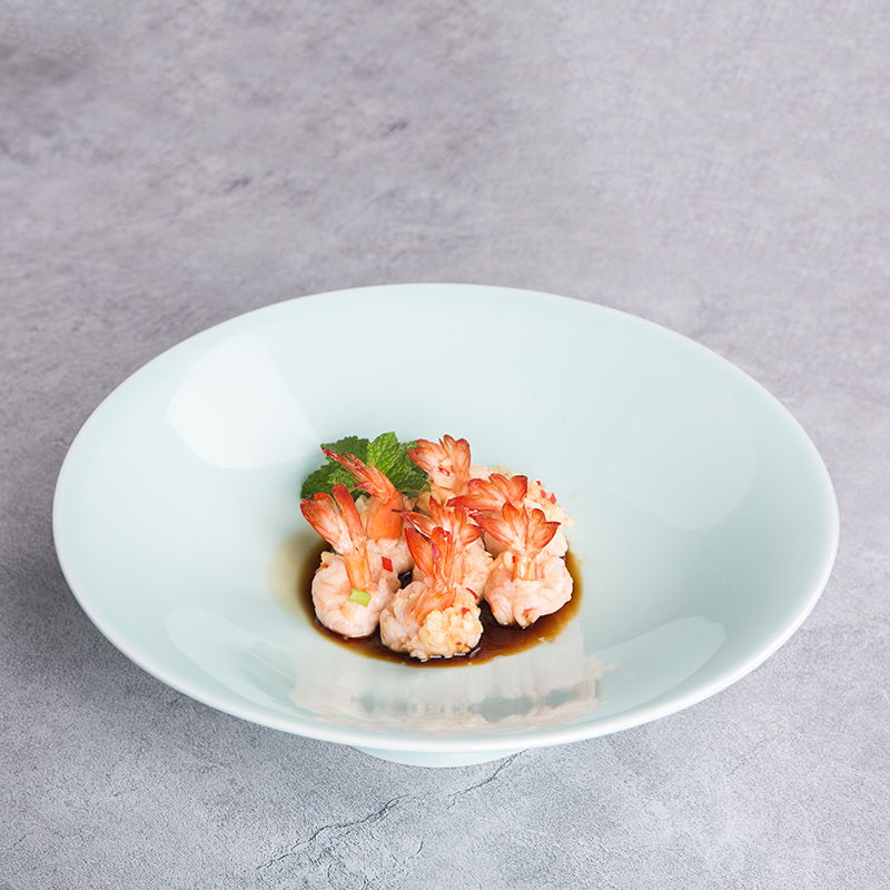 10英寸陶瓷高脚水果盘中式纯色酒店餐厅会所冷菜盘摆盘意境菜餐具