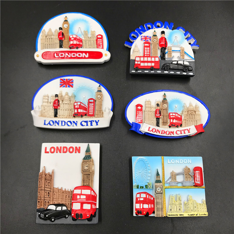 树脂磁性创意立体冰箱贴英国伦敦纪念品手信标志性建筑外贸带条码