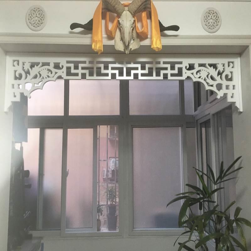 中式门头挂落门楣PVC门框装修现代简约镂空装饰角花花格雕刻定制
