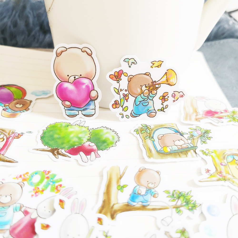 儿童贴画 幼儿早教小学生小礼物 森林小兔子和小熊贴纸小动物贴图