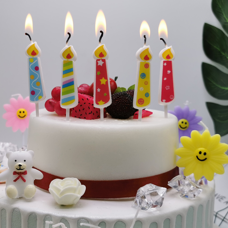 火苗形状生日蜡烛炫彩多彩网红小红书蛋糕装饰火焰儿童派对卡通