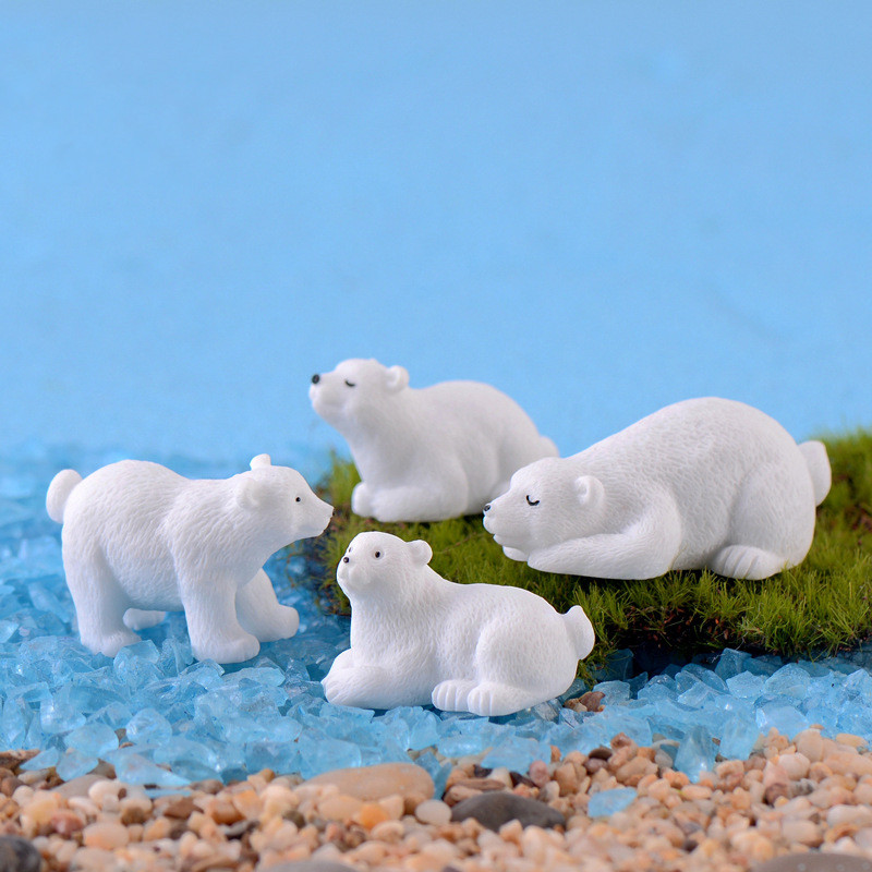 ins风格北极熊 微景观树脂摆件多肉装饰白熊主题 Zakka创意小摆件