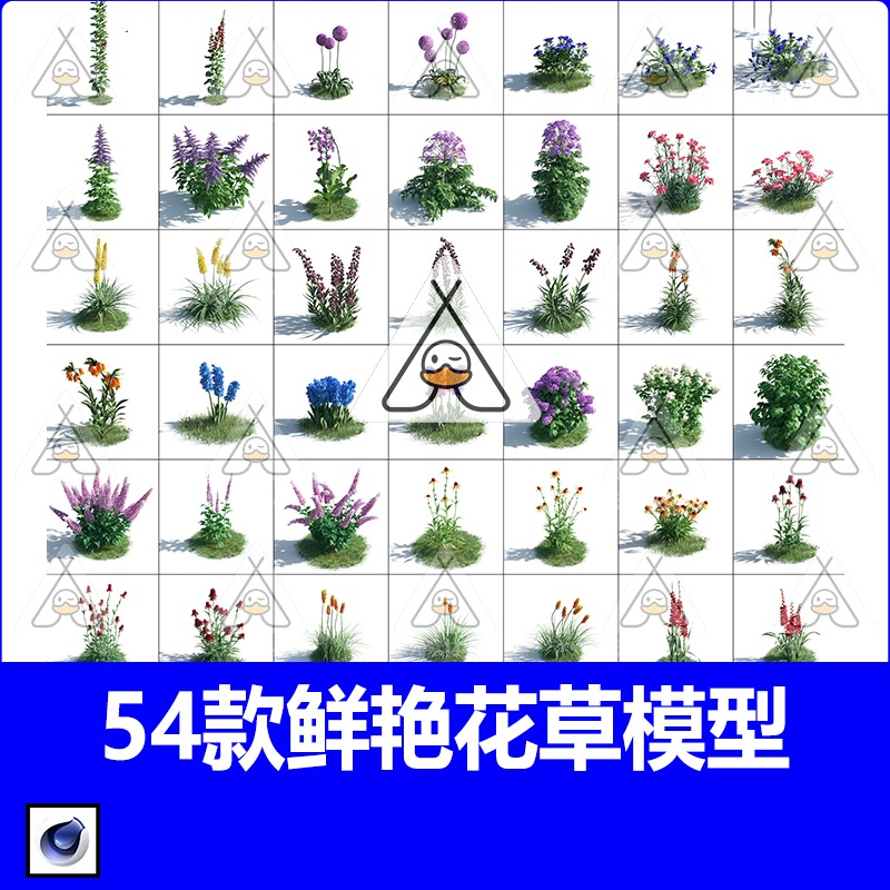 写实 鲜艳花卉C4D工程源文件花圃花园植物三维模型设计渲染素材