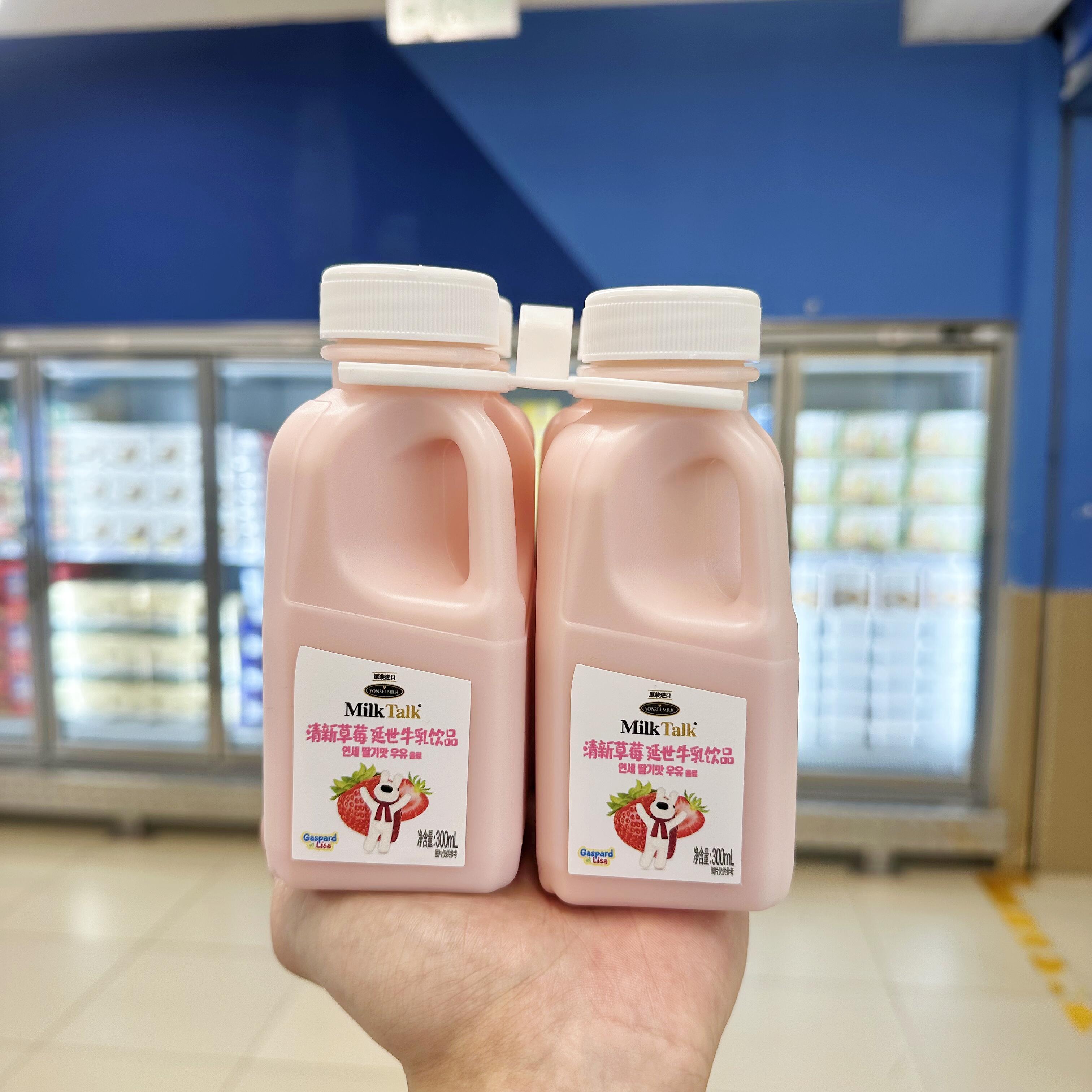 盒马MiIKTaIk/延世清新草莓牛乳饮品300ml*4韩国原装进口