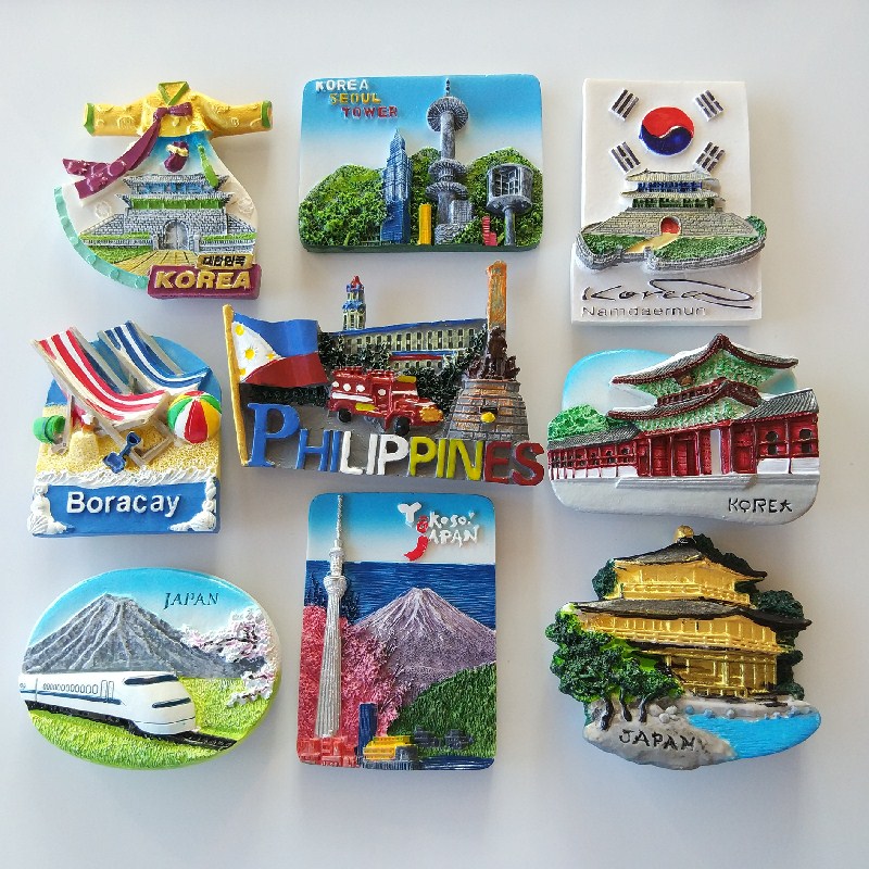 日本韩国菲律宾巴厘岛秘鲁智利冰箱贴旅游纪念品3d立体树脂磁贴