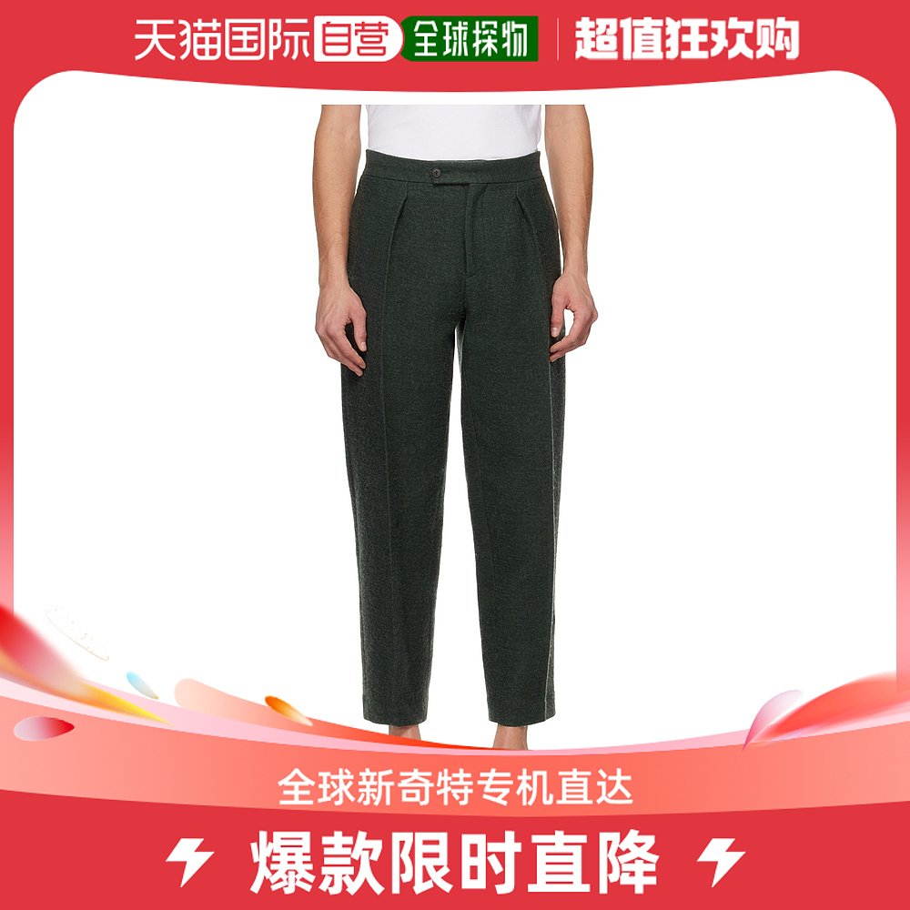 香港直邮潮奢 The Row 男士绿色 Barna 长裤