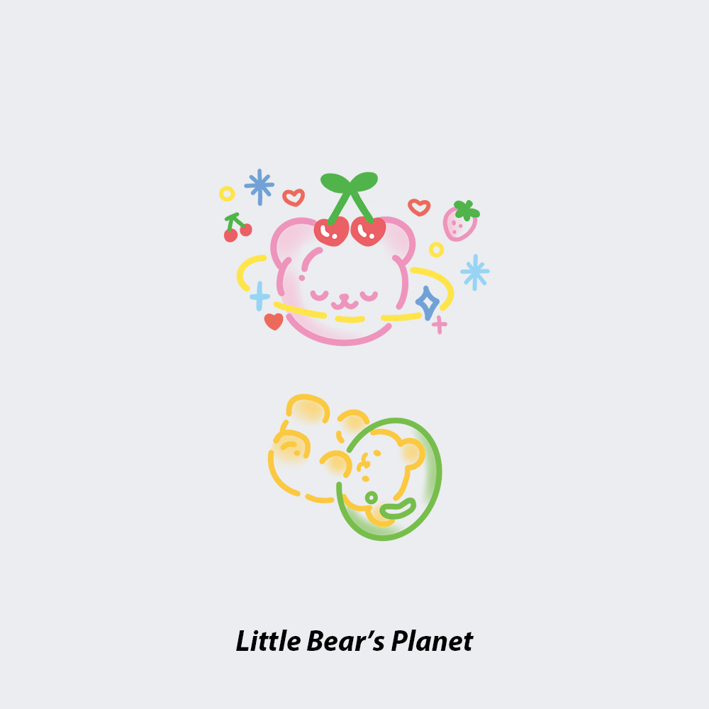 NEUF弗创意纹身贴《小熊星球》宇宙可爱动物行星宇航员彩色小清新