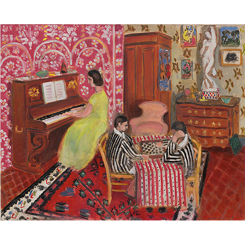 Henri Matisse马蒂斯油画钢琴家和棋手华盛顿国家美术馆复制品
