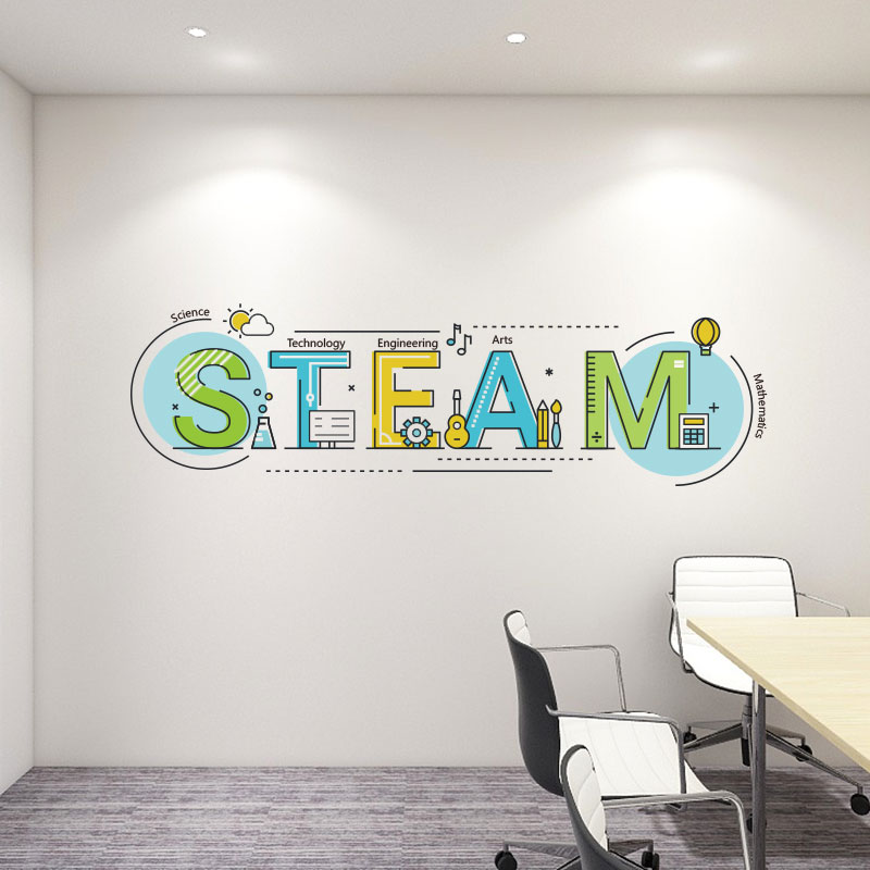 防水好贴steam教育装饰磨砂贴纸画学校实验室教室背景墙培训基地