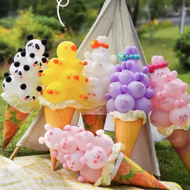 冰淇淋气球甜筒小动物可爱卡通气球diy材料拍照道具儿童礼物生日