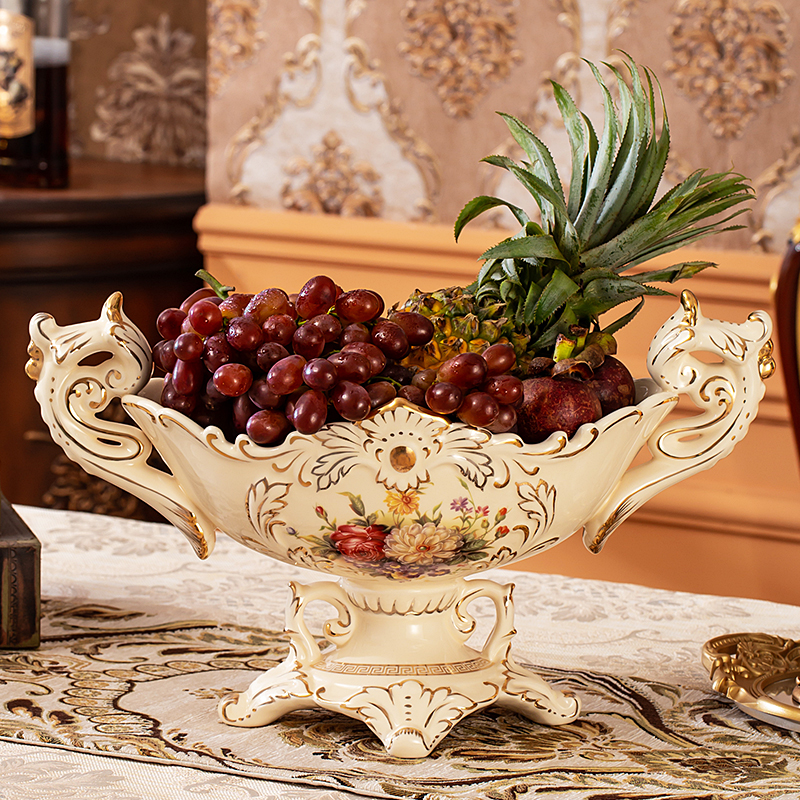 欧式陶瓷果盘套装客厅奢华高档水果盘家用干果盘创意茶几装饰摆件