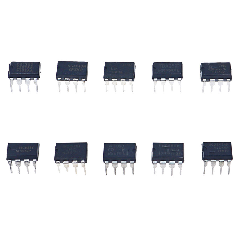 10种100个常用IC集成电路芯片DIP-8直插LM358 NE555 OP07电子元件