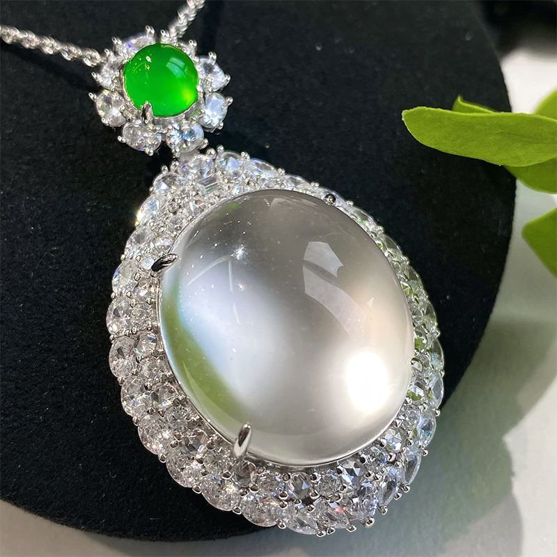 VISING珠宝天然玻璃种石英质玉水沫子巨无霸鸽子蛋吊坠媲美翡翠