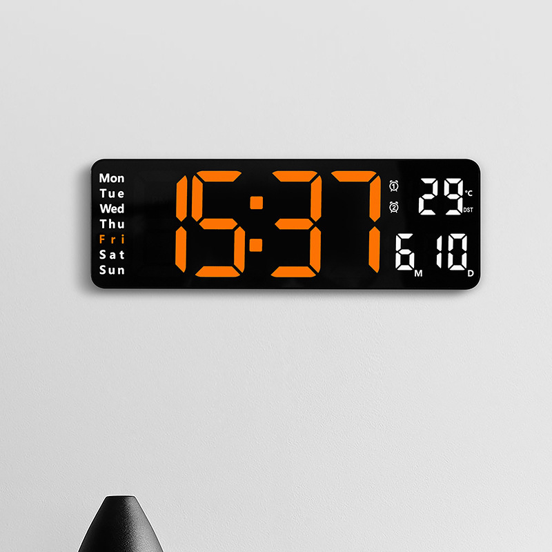 新款创意简约13寸现代静音挂钟时钟大字体闹钟电子钟客厅挂表