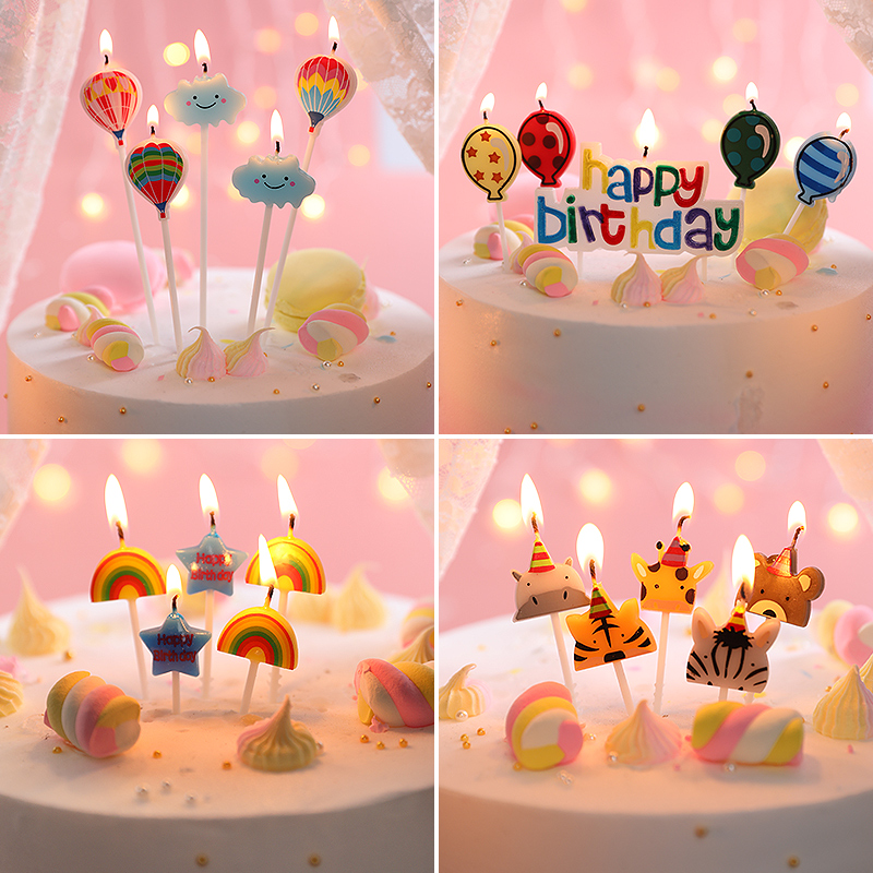 派对生日蜡烛蛋糕用装饰儿童礼物品数字ins创意可爱造型卡通蜡烛
