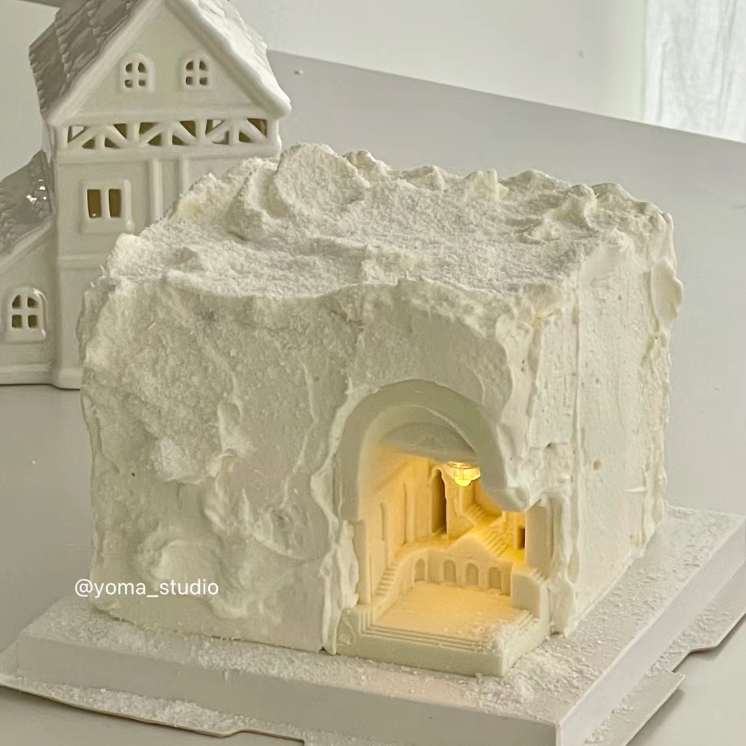 欧式冰雪城堡宫殿蛋糕屋烘焙巧克力硅胶模具古罗马风建筑翻糖磨具