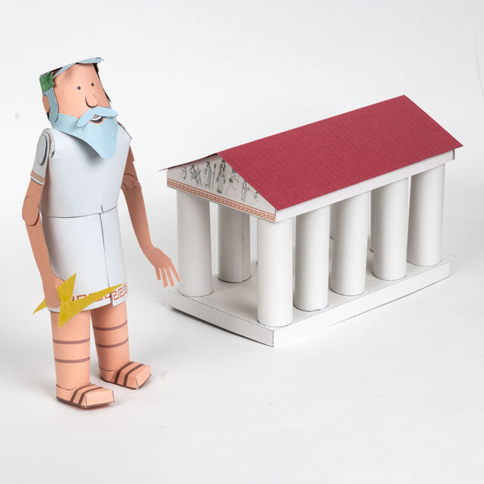 儿童益智DIY立体手工制作希腊帕特农神庙神话人物宙斯3D纸质模型