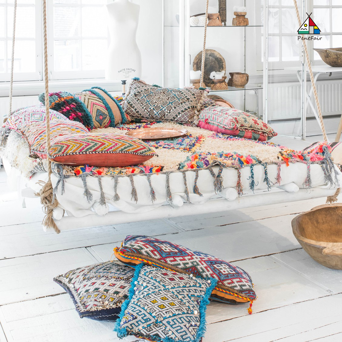 Berber Kilim摩洛哥经典柏柏尔手工刺绣抱枕孤品靠包靠枕