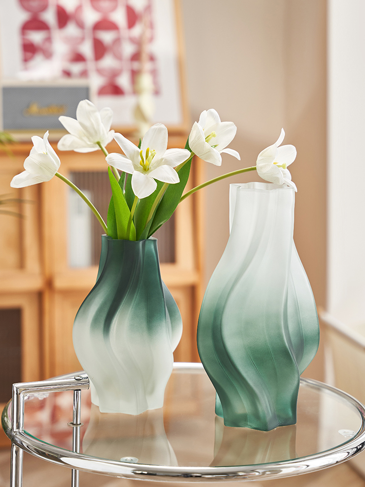 高级感轻奢国风创意玻璃花瓶水培客厅餐桌装饰插花瓶艺术摆件北欧
