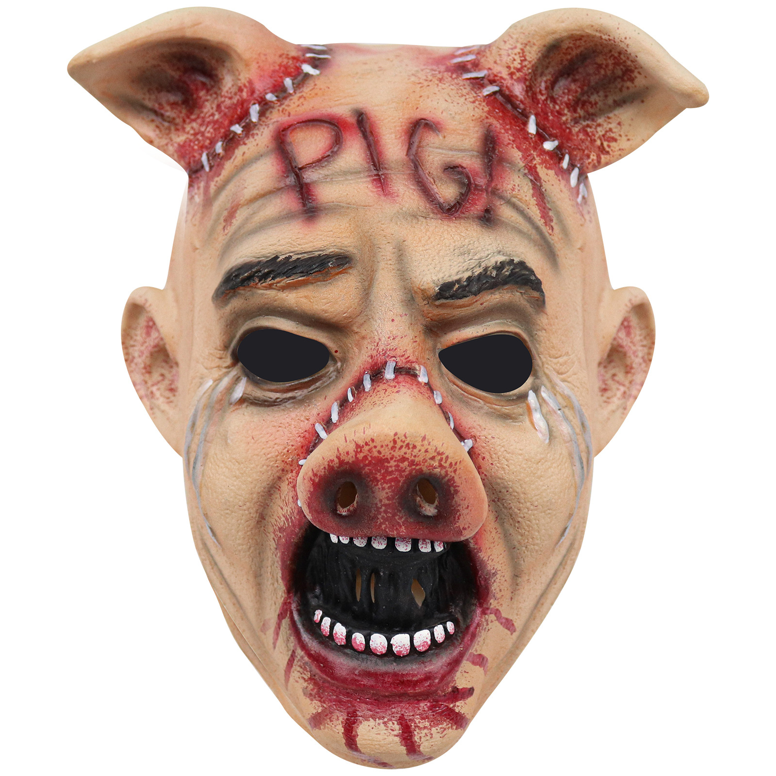 德州电锯惊魂恐怖猪头头套全脸万圣节鬼屋npc吓人道具动物cos面具