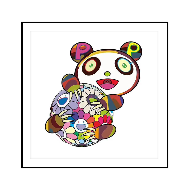 限100版村上隆正品亲笔签名丝网版画熊猫太阳花潮流艺术收藏