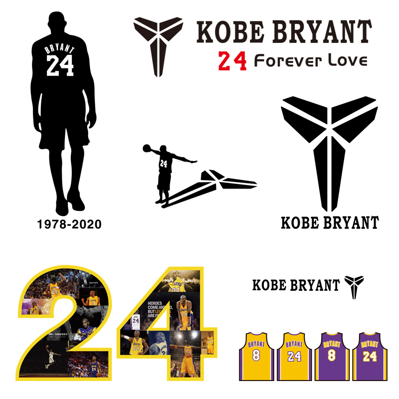 科比车贴纸标志NBA球衣24号8号反光纪念黑曼巴kobe精神篮球贴纸