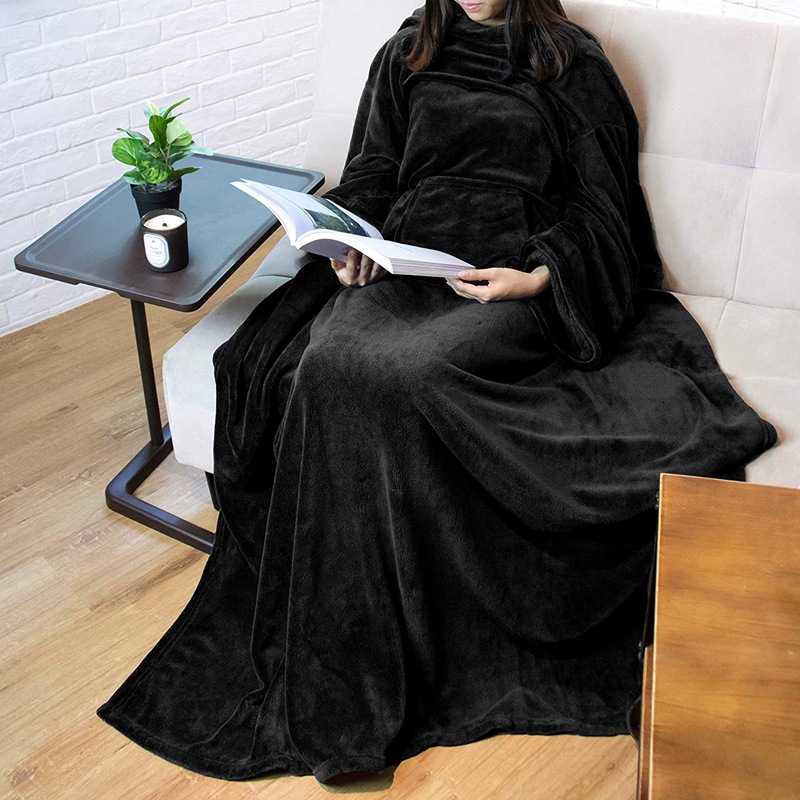 新品winter wearable Warm flannel blanket snuggie TV with sle