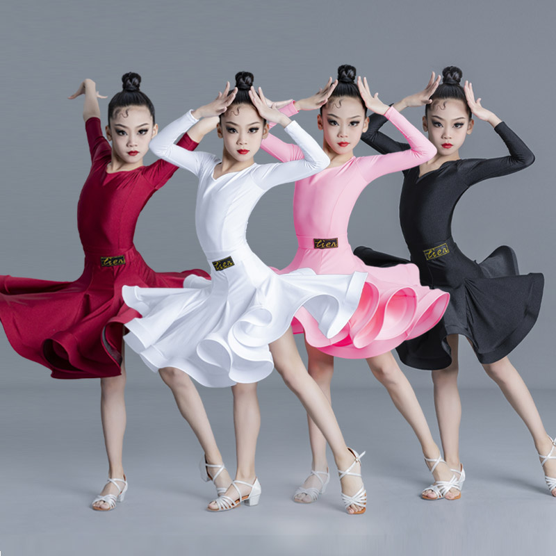 新款夏季女童拉丁舞蹈专业比赛规定服分体考级大摆裙套装演出服