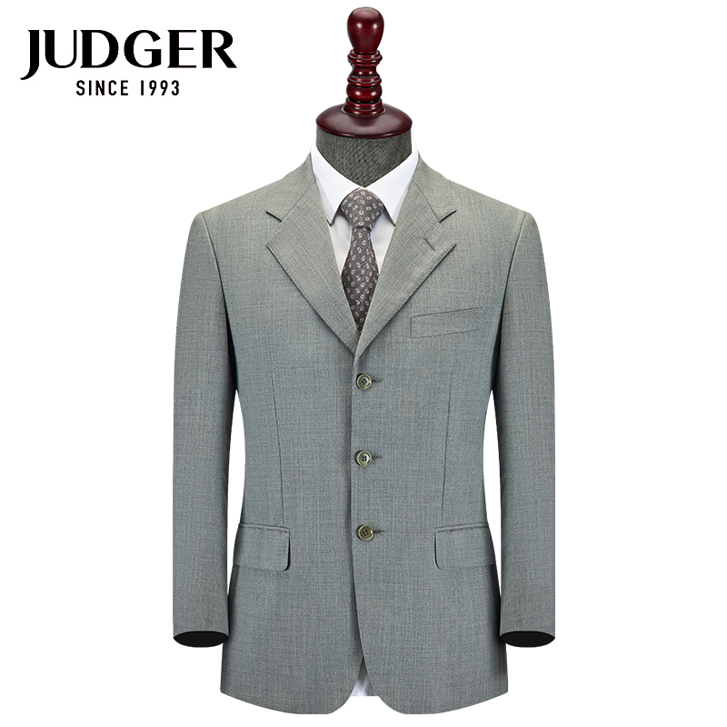 JUDGER/庄吉男士套装西装上衣商务休闲毛料西服纯色宽松大码外套