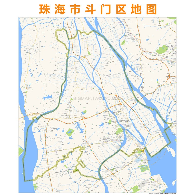 珠海市斗门区地图 2022路线定制城市交通卫星影像区域划分贴图