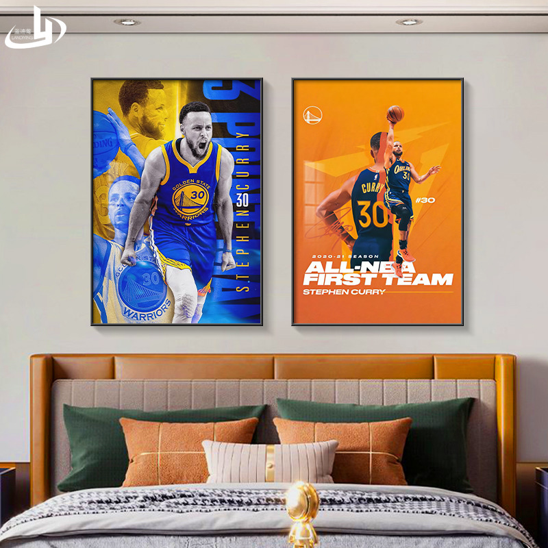 NBA勇士队库里挂画篮球明星卧室装饰画男孩礼物宿舍房间床头壁画